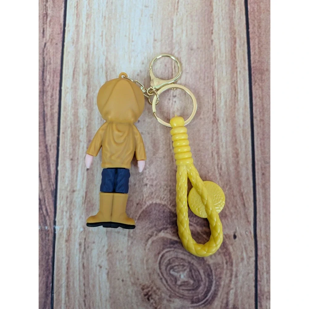 Coraline Mood Doll Character‎ Keychain - Yellow Raincoat Blue Jeans Boots